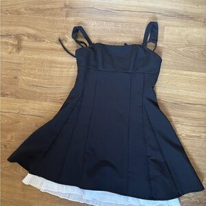 Cider Black A-Line Dress with White Hem